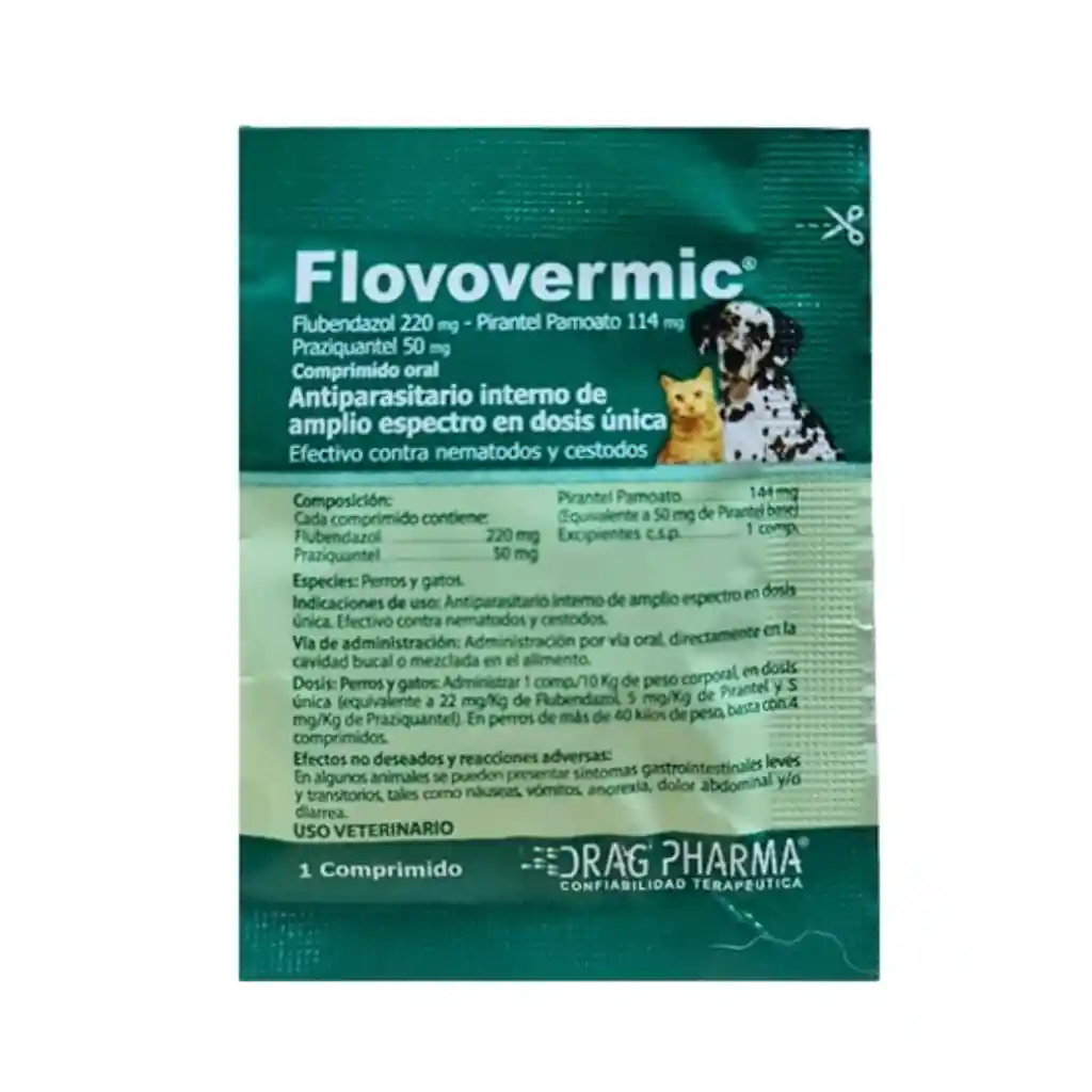 Flovovermic, Antiparasitario Interno Para Perros Y Gatos (1 Comprimido)