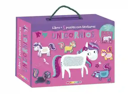 Libro + 5 Puzzles Con Textura Unicornios