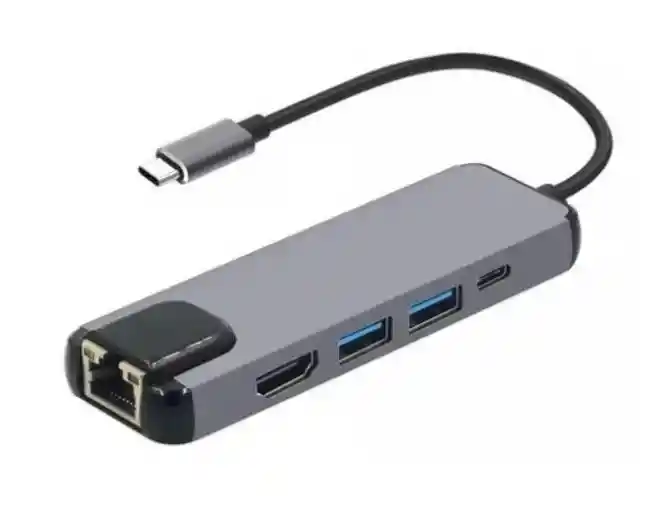 Adaptador Hub Usb Tipo C 5 En 1 Usb - Hdmi - Giga Lan Rj45