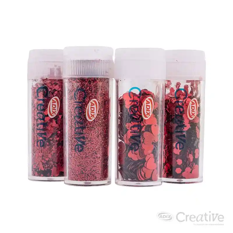 Set De Confeti/glitter Rojo 4 U.