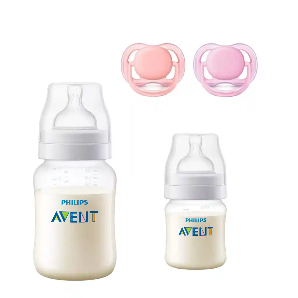 Mamaderas Anticolic 125, 260 Ml Y Tetina + 2 Chupetes 6-18m Pink