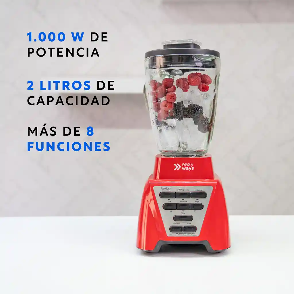 Licuadora Ultra Roja Gran Capacidad 2l + Vaso To Go Easyways