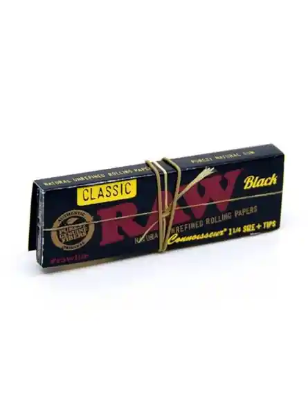 Papelillos Raw Black Connoisseur Con Tips 1 1/4