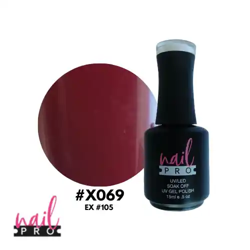 Nail Pro Esmalte Permanente X069 Rojo Guinda