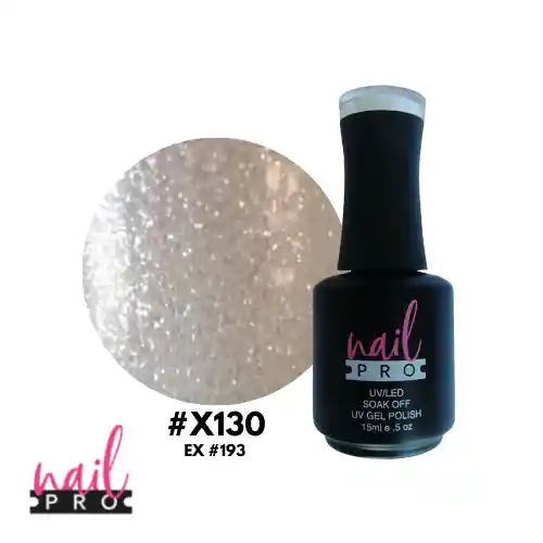 Nail Pro Esmalte Permanente X130 Traslúcido Micro Glitter Silver