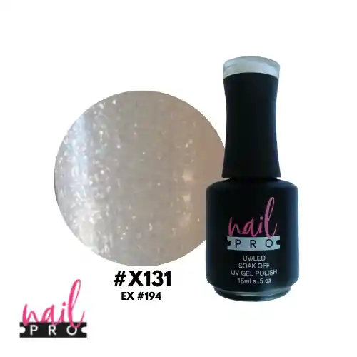 Nail Pro Esmalte Permanente X131 Traslúcido Micro Glitter Tornasol