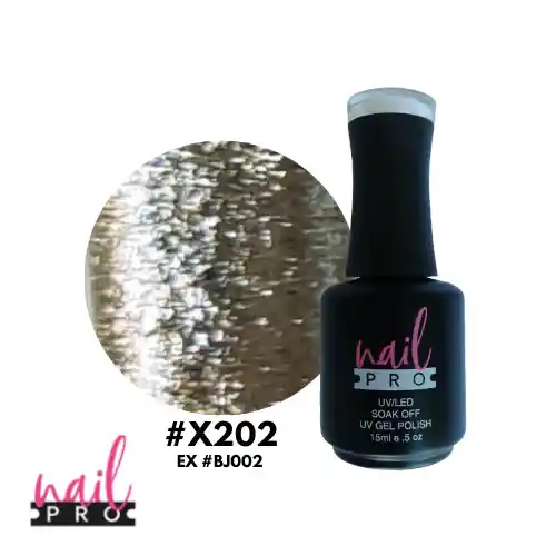 Nail Pro Esmalte Permanente X202 Dorado Glitter Intenso