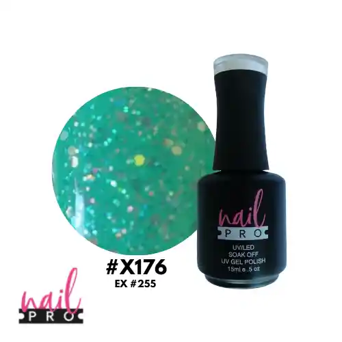 Nail Pro Esmalte Permanente X176 Menta Glitter