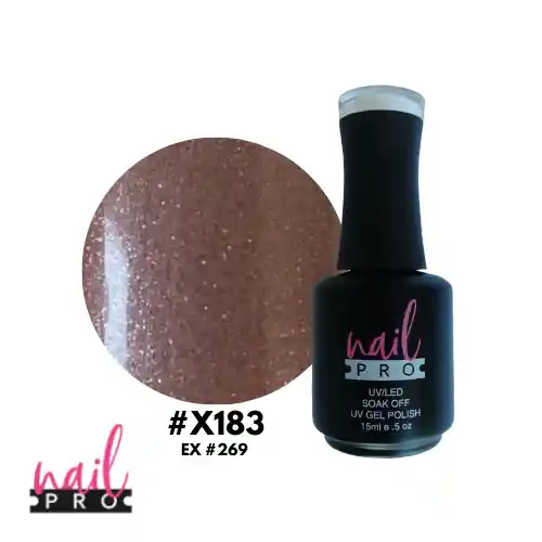 Nail Pro Esmalte Permanente X183 Café Olivo Con Micro Glitter