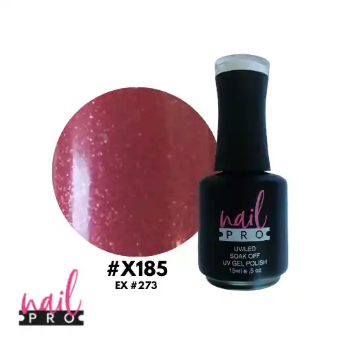 Nail Pro Esmalte Permanente X185 Rojo Burdeo Con Microglitter