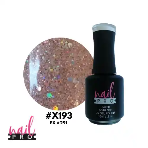 Nail Pro Esmalte Permanente X193 Champagne Rosa Con Glitter