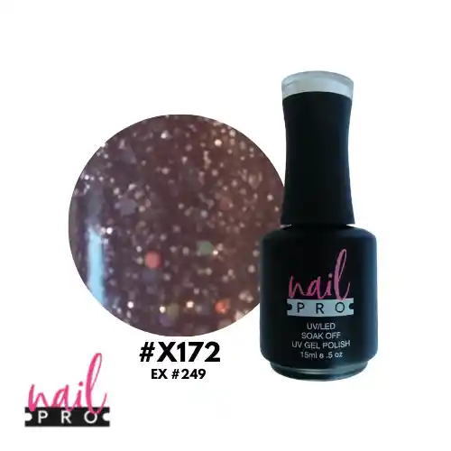 Nail Pro Esmalte Permanente X172 Burdeo Morado Glitter