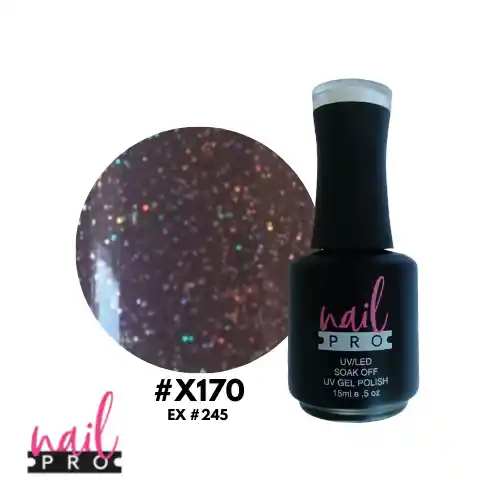 Nail Pro Esmalte Permanente X170 Morado Micro Glitter