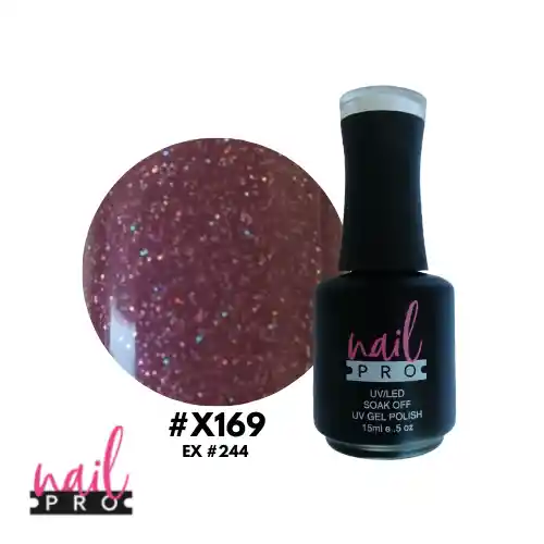 Nail Pro Esmalte Permanente X169 Morado Micro Glitter