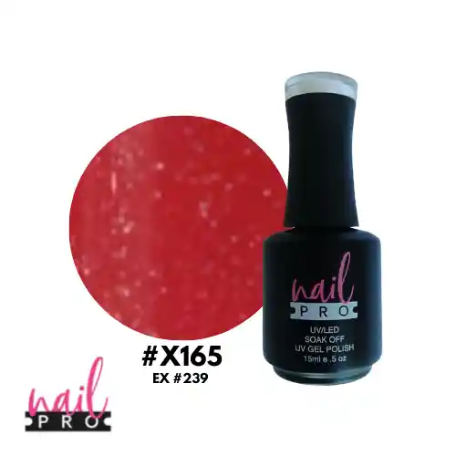 Nail Pro Esmalte Permanente X165 Rojo Glitter