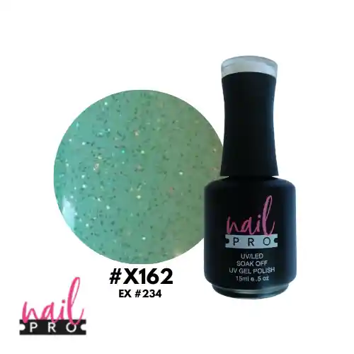 Nail Pro Esmalte Permanente X162 Verde Glitter