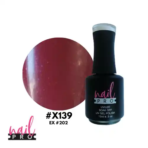 Nail Pro Esmalte Permanente X139 Burdeo Con Micro Glitter