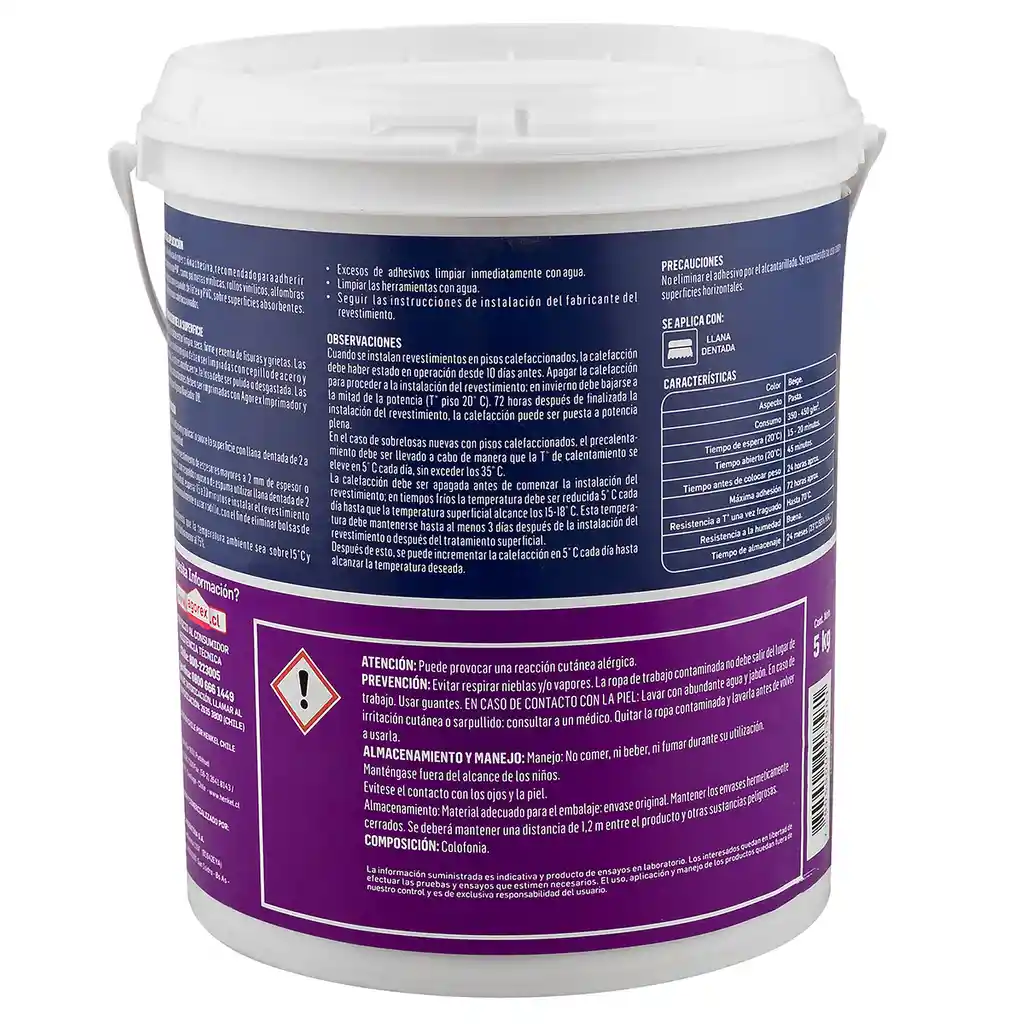 Pegamento Adhesivo Para Revestimientos Agorex Vinilico 5kg