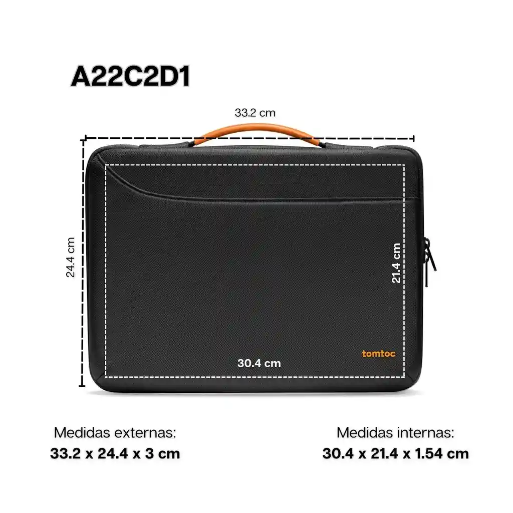 Tomtoc Maletín Defender-a22 Macbook Air/pro 13" - Negro