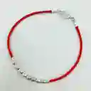 Pulsera Roja Mostacillas De Plata