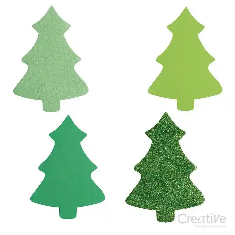 Árbol Grande Goma Eva Glitter Adhesivos 8unds