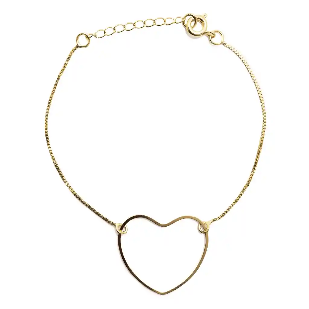 Pulsera Corazón Grande Enchapada Oro 18k