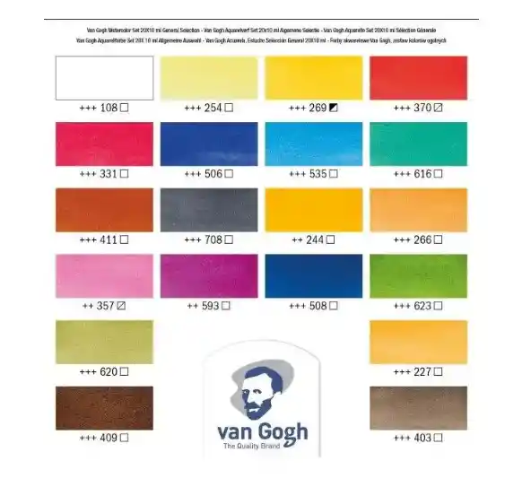 Set Acuarela Van Gogh 20 Col Tubos 10 Ml