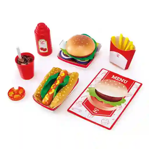 Conjunto De Comida Rapida - Juguetes De Madera - Hape