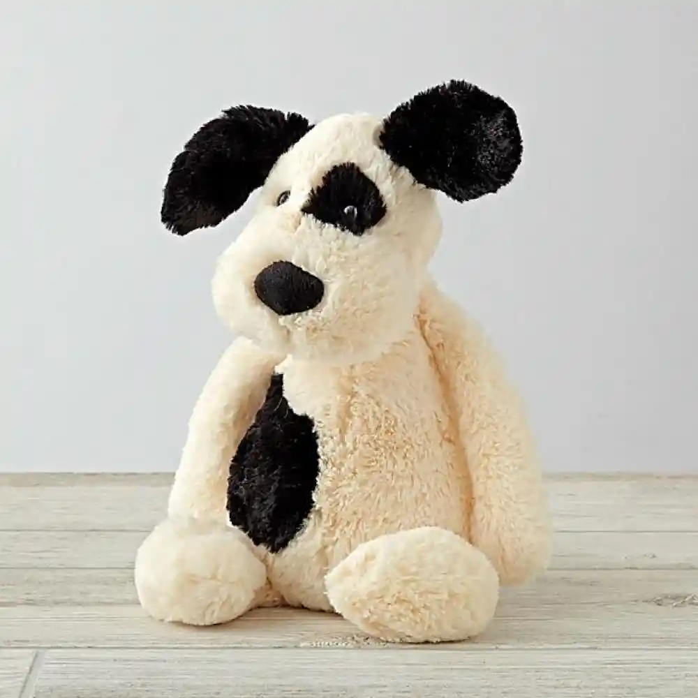 Peluche Mediano Perro Blanco Negro