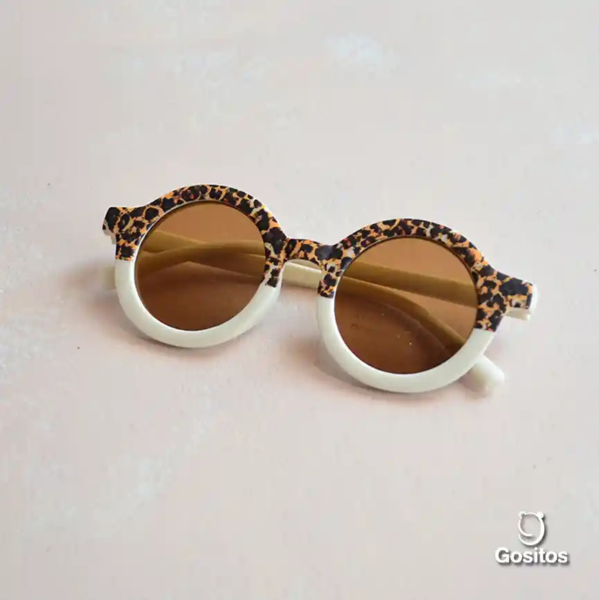 Lentes De Sol Retro Animal Print Para Niño Y Niña Blanco