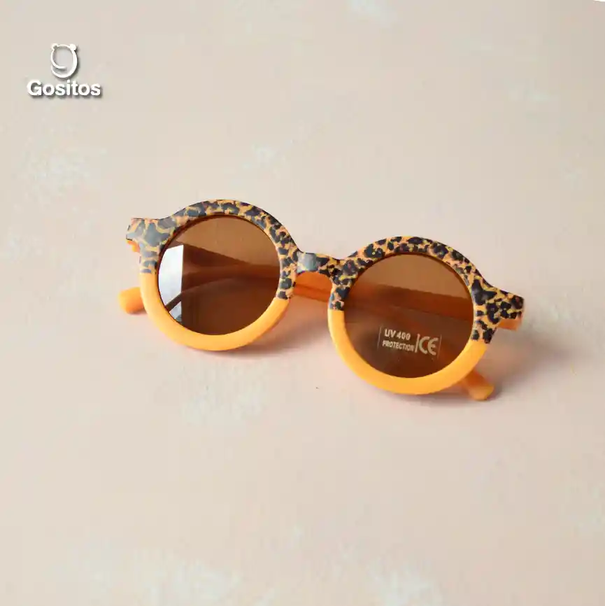 Lentes De Sol Retro Animal Print Para Niño Y Niña Amarillo