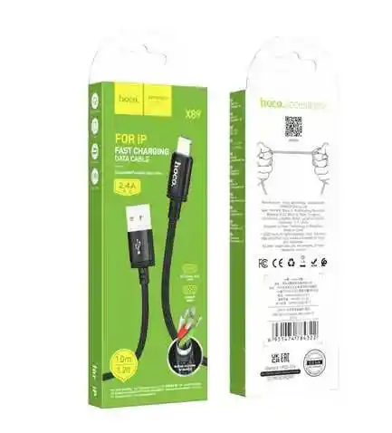 Cable Usb A Iphone 2.4a De 1 Metro Trenzado Y Reforzado Black