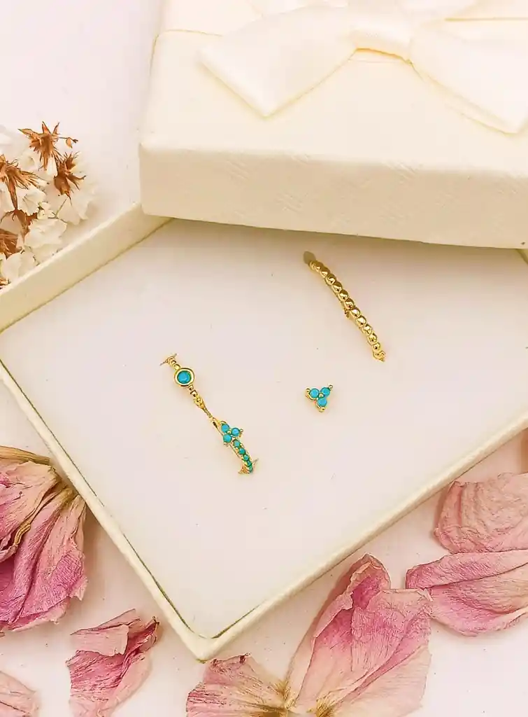 Set Conjunto Huggies Modelo Aquarius Chapados En Oro 18kl