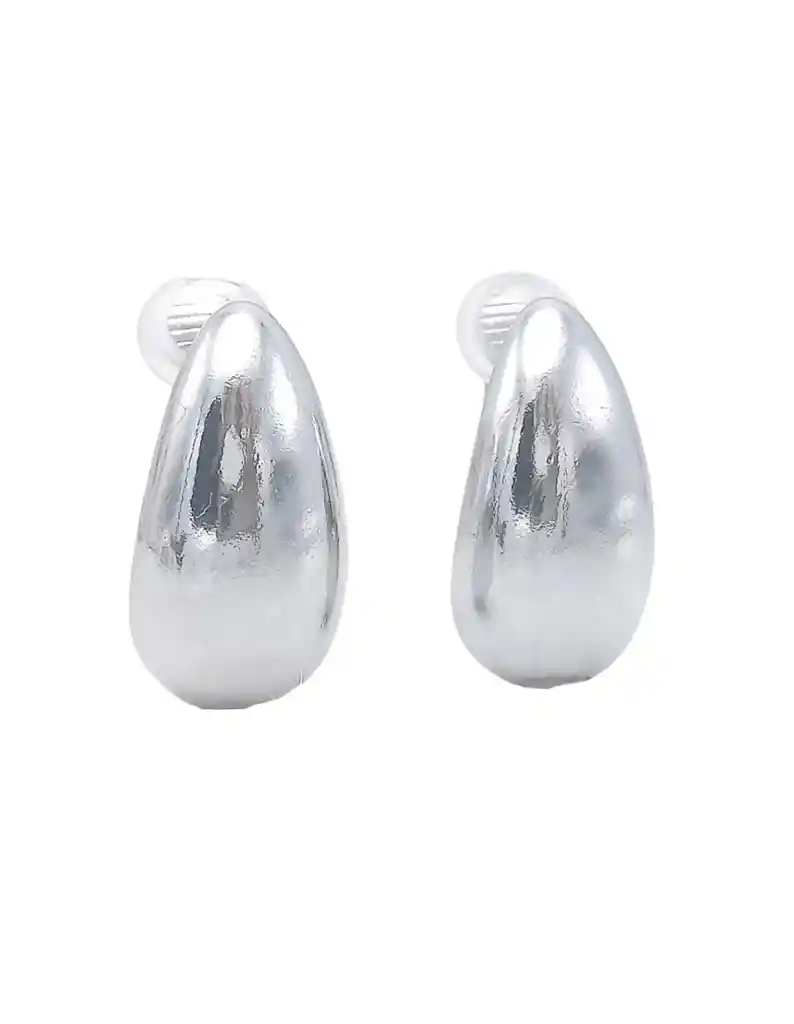 Aros Gota Espejo Viral Earcuff Sin Perforación Plateado