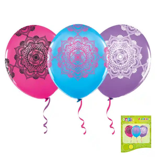 Globo #9 Full Impreso Mandala 12 Unidades
