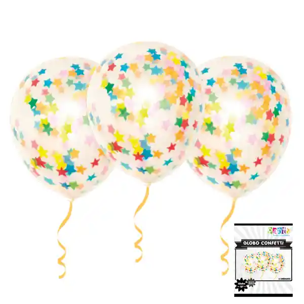 Globo #12 Confeti Estrella 6 Unidades