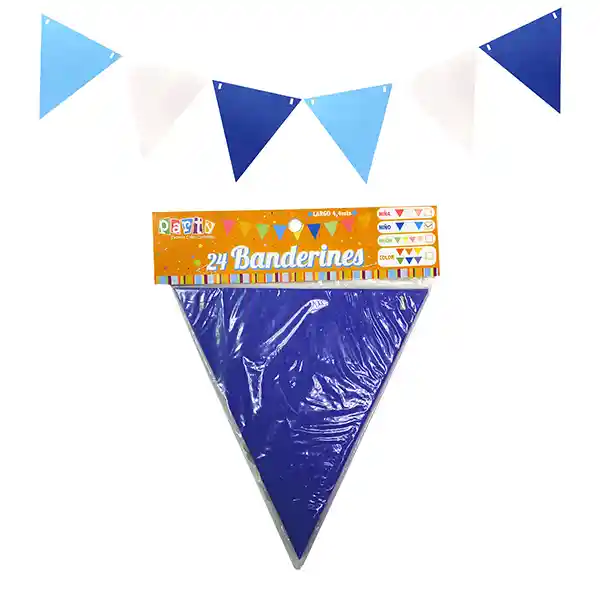 Banderin Triangular Blanco/azul/celeste 4.4 Mts