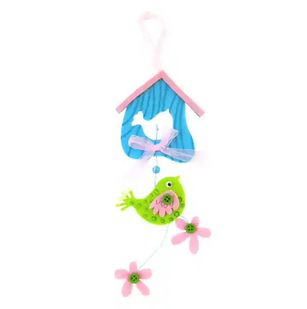 Decoracion Fieltro Colgante Casa Aves Flor