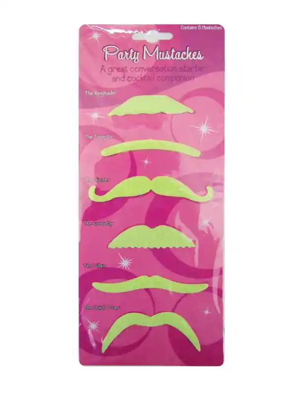 Bigotes Mostacho Glow In Dark 6 Unidades 6 Unidades