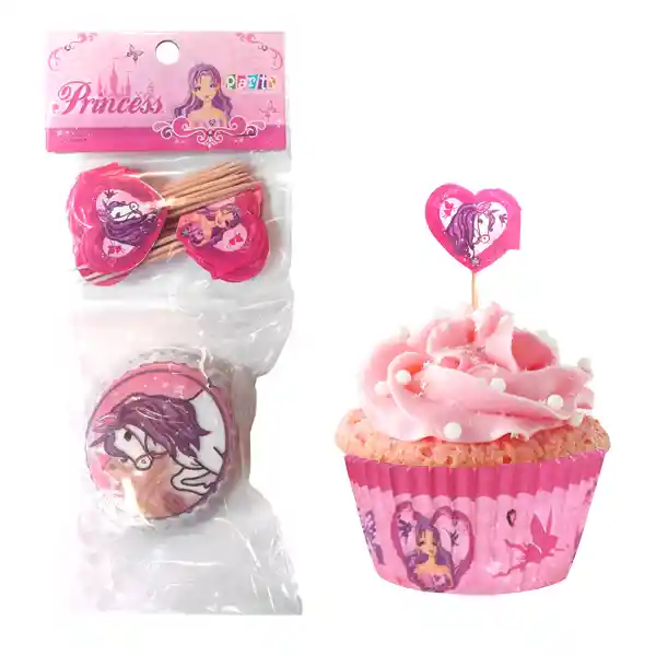 Set Cupcakes+picks Princesa Y Unicornio Unicornio 48 Unidades