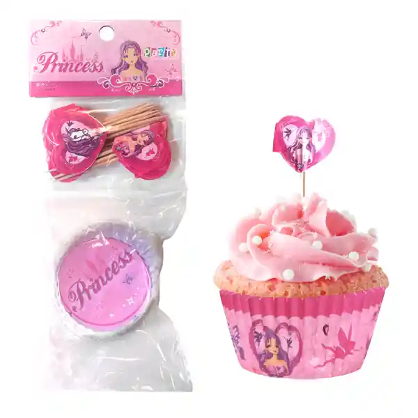 Set Cupcakes+picks Princesa Y Unicornio Princess 48 Unidades