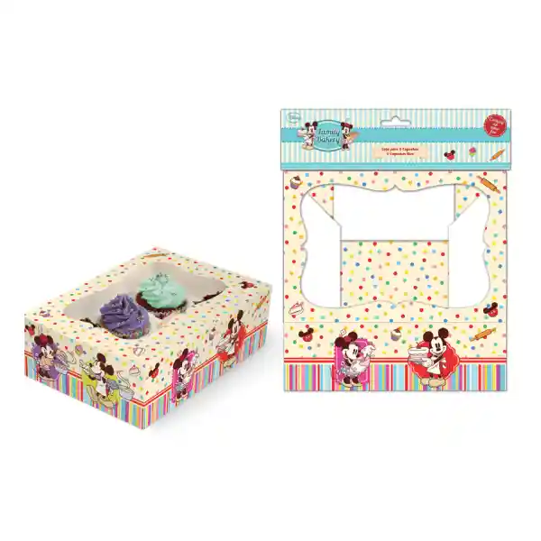 Cajas Para Cupcakes 22.8x7.5x16.5 Cms Minnie & Mickey 6 Unidades