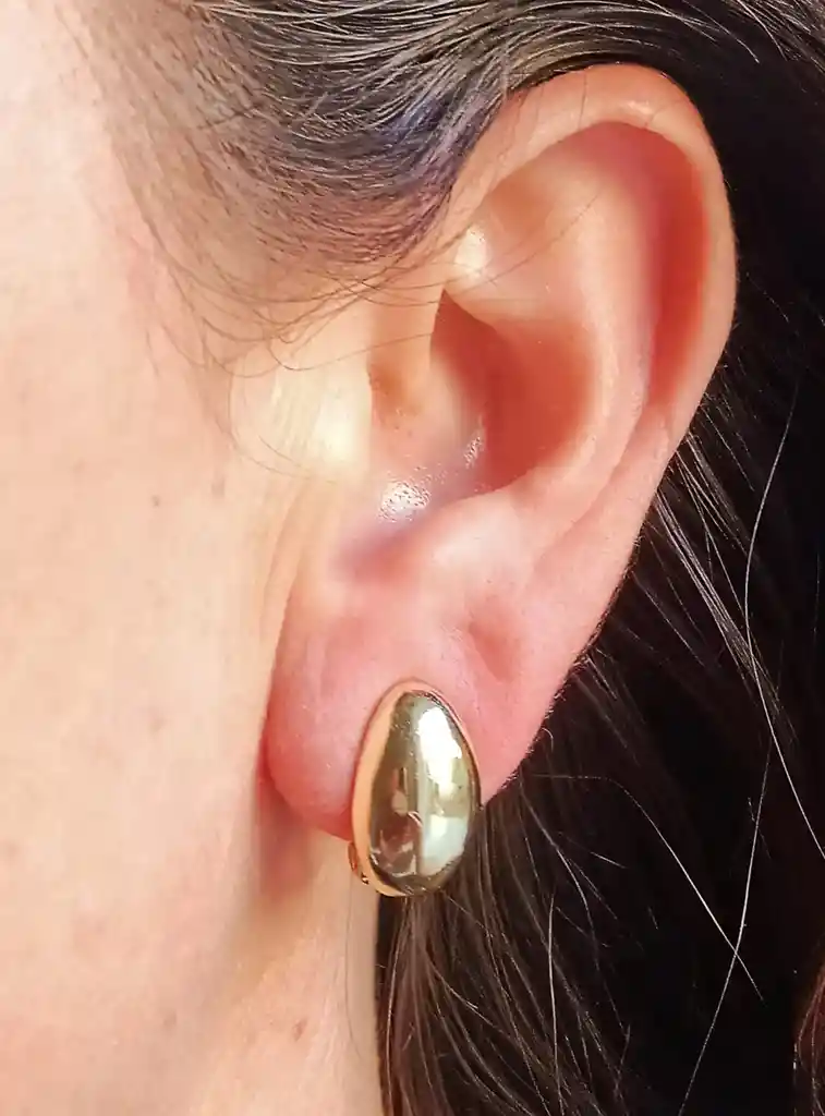 Aros A Presión Gota Espejo Bañada En Oro 14kl Sin Perforación Earcuff