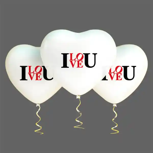 Globo Corazon "i Love You" Blanco 12 Unidades