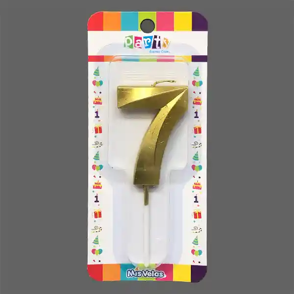 Vela Numeral Stick Metal Dorado Nâ° 7