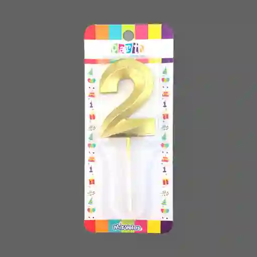 Vela Numeral Stick Metal Dorado Nâ° 2