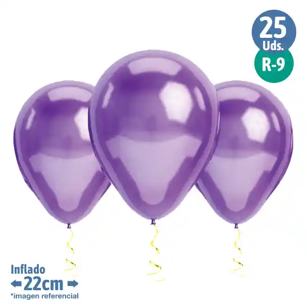 Globo #9 M.g. Cromo Morado 25 Unidades