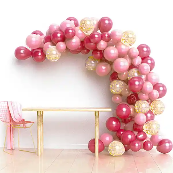 Set Arco Orgãnico Metal Rosado/fucsia 110 Globos