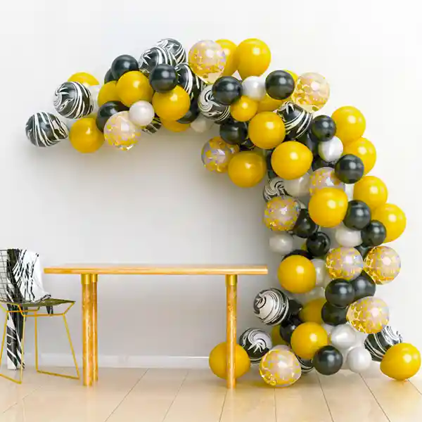 Set Arco Orgãnico Mãrmol Dorado/negro/blanco 102 Globos