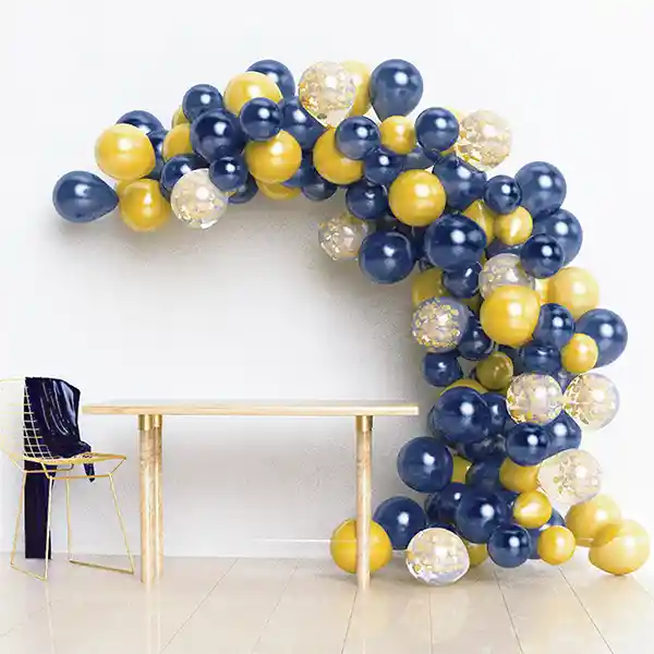 Set Arco Orgãnico Azul/dorado 110 Globos